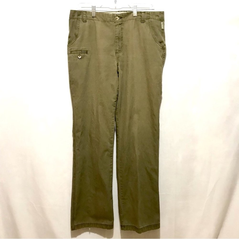 Columbia Pants Womens 12 Outdoors Flat Front Pocket Workwear Utility Wear Green